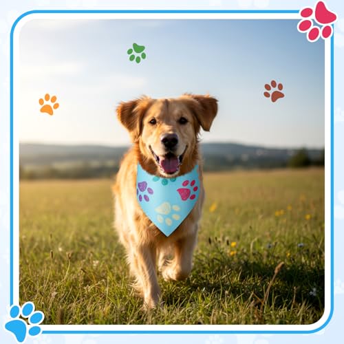 100 Pcs Paw Print Dog Bandanas Bulk (Paw Print / 31.5 x 21.7 x 21.7 Inch)
