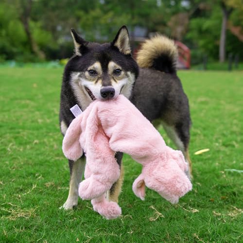 2-in-1 Stuffless Squeaky Dog Toy - Hare, Pig, Small (Multicolor/Pig & Hare / Small)