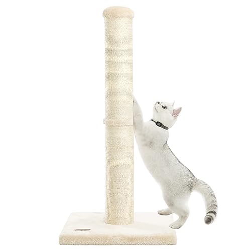 34inch Cat Scratching Post with Natural Sisal Rope 4.3Inch Large Diameter Scratcher Post Tree for Indoor Cats Beige (Beige)