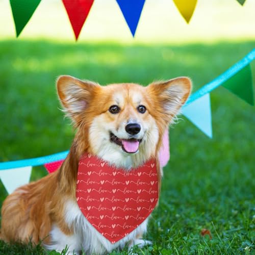 Love & Heart Dog Birthday Bandana Dog Birthday Gift Party Supplies Mother's Day Valentine's Day Pets Scarf for Small Medium Dogs & Cats (S)