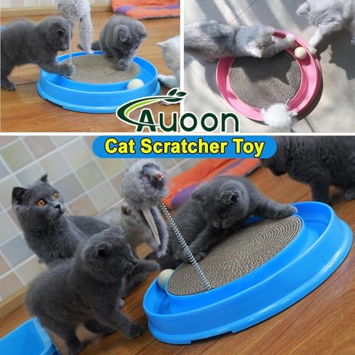 Cat Scratcher Toy with Ball Track for Indoor Cats and Kittens (Gray)