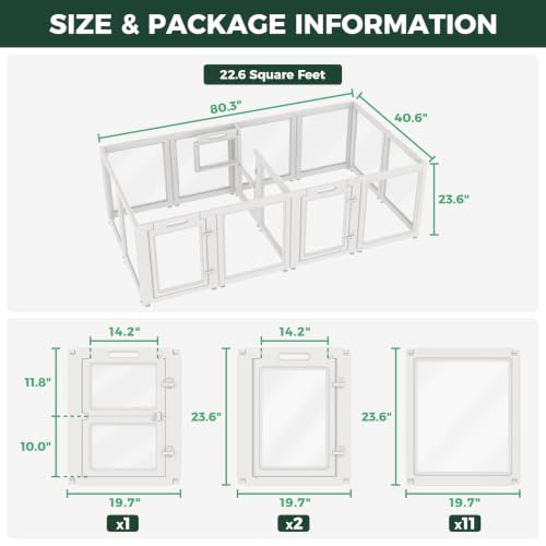 AuraSpace Acrylic Dog Playpen with Whelping Door (White / 24"H)