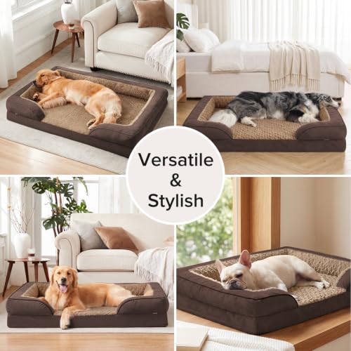 XXL Plus Orthopedic Dog Beds Large Sized (Dark Brown / XXL- PLUS (53"x 42"x 8"))