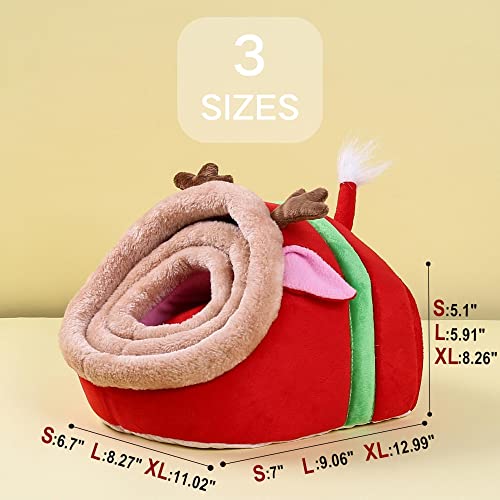 Small Pet Gerbil Hedgehog Guinea Pig Bed Accessories Cage Toys Bearded Dragon House Hamster Supplies Habitat Ferret Rat for Christmas (XL / 5-Reindeer)