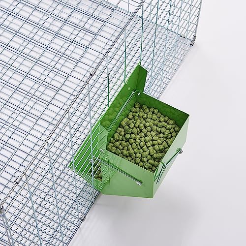 Metal Small Animal Feeder with Lid (4.6 inch / Green)