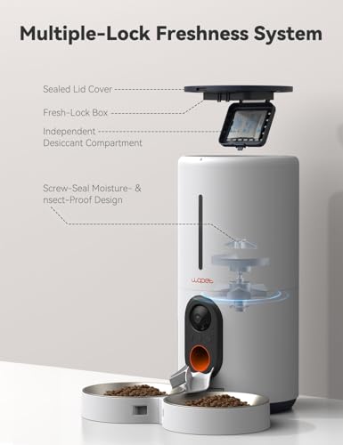 Automatic Cat Feeder with Camera for Two Cats (White)