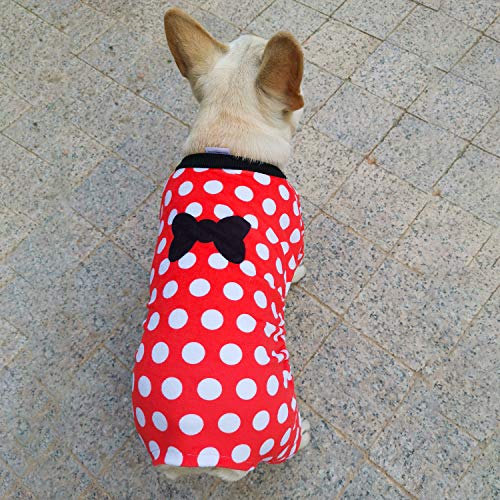 Dog Halloween Pajamas Puppy Onesies Small Dogs Soft Pjs Coat Cat Apparel Comfy Pet Christmas Clothes Outfit Doggie Bodysuit (Large / Polka Dots)
