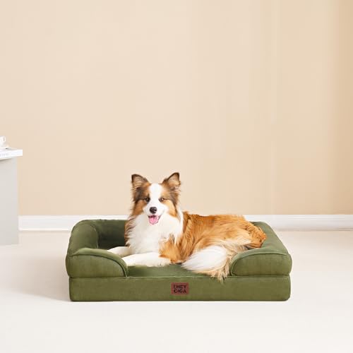 Orthopedic Dog Beds Large Sized Dog (Olive Green / 35.0"l X 22.0"w X 6.5"th)