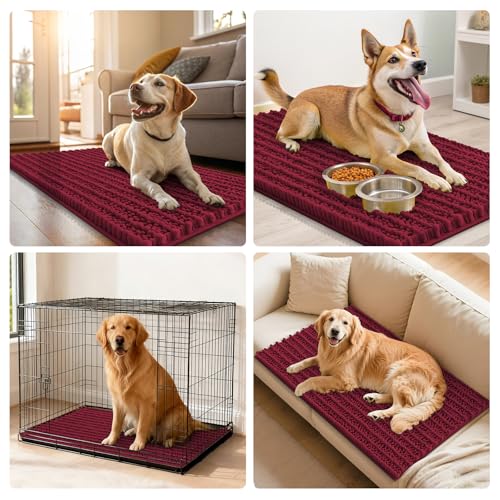 Dog Door Mat for Muddy Paws 24x16 (Layered-burgundy / 24"X16")