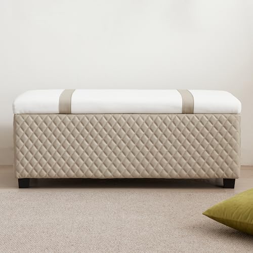 Colorful Faux Leather 38 Inch Storage Bench with Hinged Lid and Foot Rest (Multi Color)