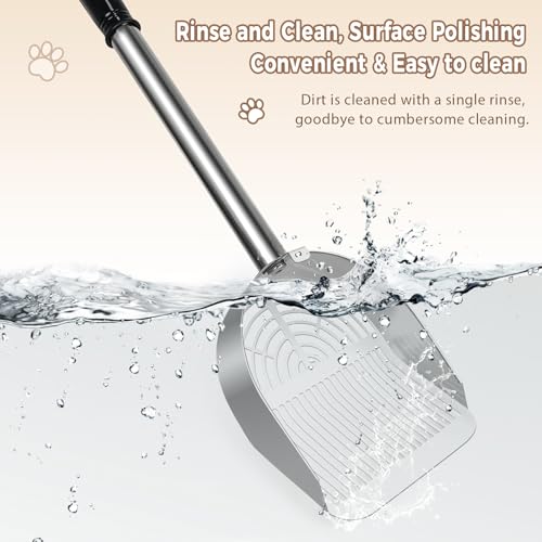 Cat Litter Scoop Deep Shovel (Long Handle-For long particles / Silver)