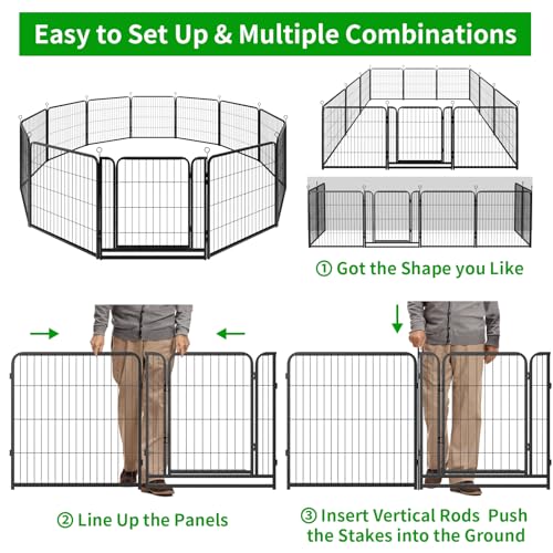 Dog Playpen Outdoor Extra Wide 16 Panels Heavy Duty Dog Fence 32" (32"W x 32"H)