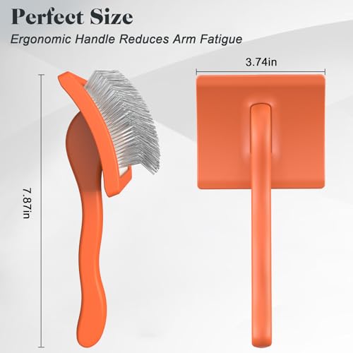 2PCS Slicker Brush for Dogs & Pet Comb (Orange / Large)