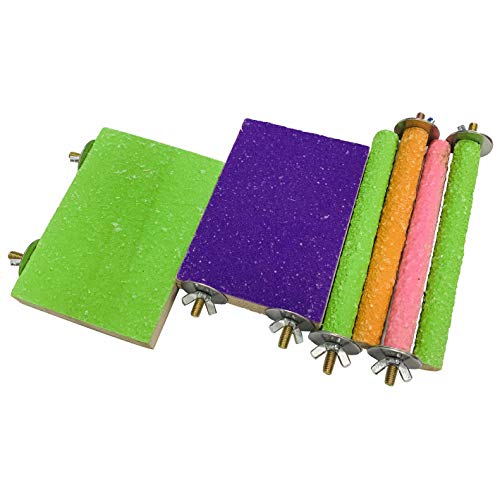 6 PCS Bird Perch Stand Toy Wood Parrot Paw Grinding Stick Perch Stand Platform Parakeet Cage Accessories Exercise Toys for Budgies Cockatiel Conure