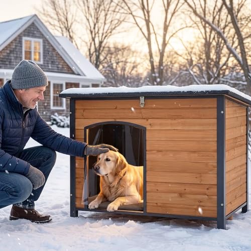 Large Outdoor Insulated&Heated Dog House Weatherproof Dog Kennel