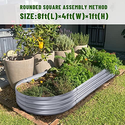 8×4×1 ft Galvanized Raised Garden Bed Kit (8×4×1ft(1pcs) / 1-silver)