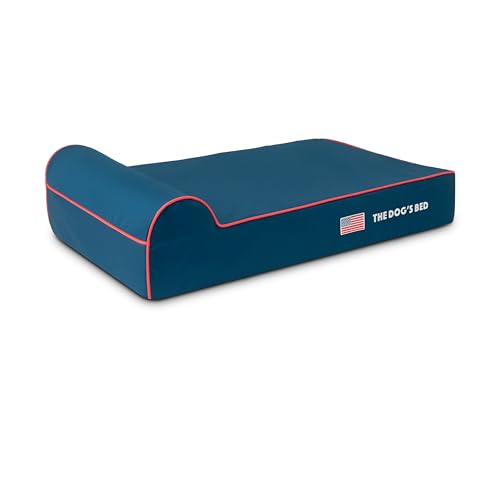 The Dog’s Bed Orthopedic Memory Foam Dog Bed with Headrest Large 6 (Blue with Red Trim US Flag / L (40"L x 25"W x 6"Th))