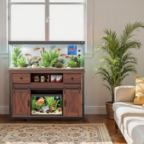 55 75 Gallon Fish Tank Stand with Power Outlet (Style2-Light Brown / 47 inch)