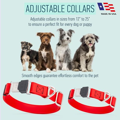 Biothane Waterproof Dog Collar with Herm Sprenger Black Stainless Steel Quick Release Buckle (W 3/4" x L 12"-19" / Cherry Red)
