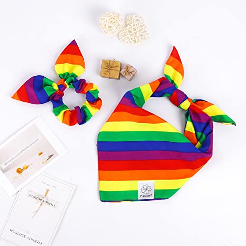 Pride Rainbow Dog Bandana Matching Dog Bandana and Scrunchie Large (rainbow / Large-set of 1)
