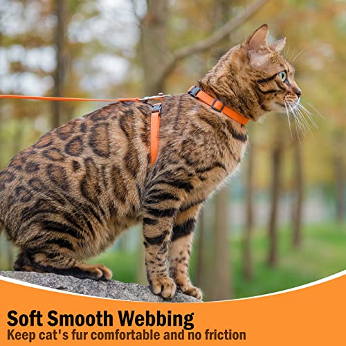 Adjustable Cat Harness and Leash Set Escape Proof Kitten Strap Collar for Walking Travel (Small / Orange)