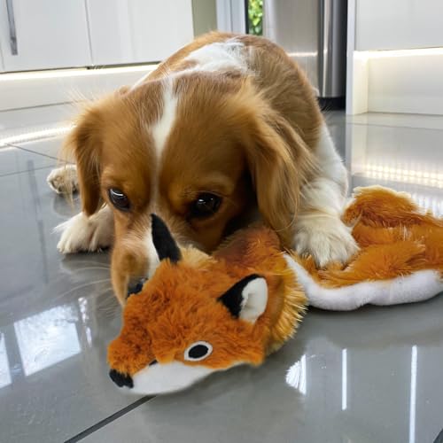 2-in-1 Stuffless Squeaky Dog Toy - Fox, Small (Brown/Fox / Small)