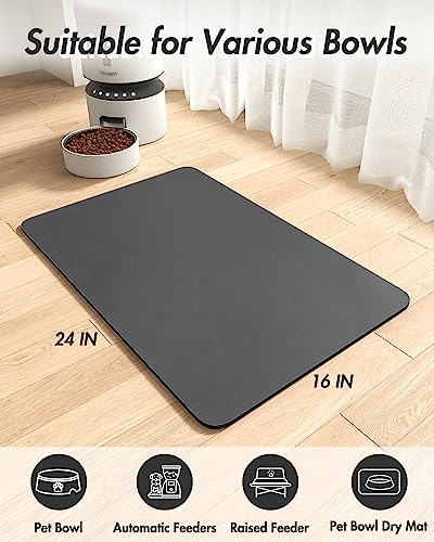 Absorbent Pet Feeding Mat (DARKGREY / 16"x24")