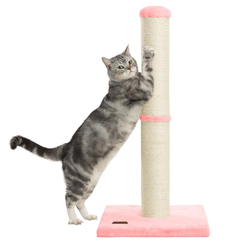 34" Tall Cat Scratching Post with Sisal Rope for Indoor Cats Pink (Pink)