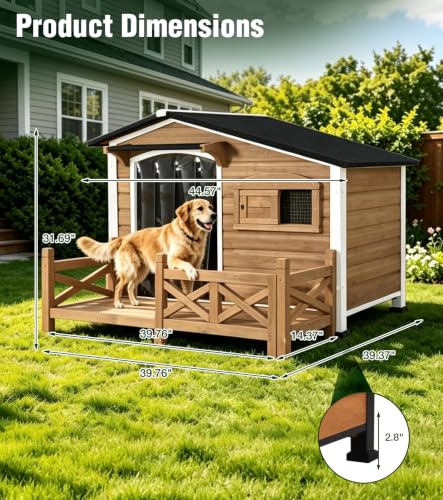 Dog House Outdor with Reinforced Iron Frame and Front Porch