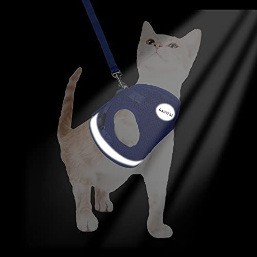 Cat Harness and Leash Set (M (Chest: 12" - 14") / NavyBlue)