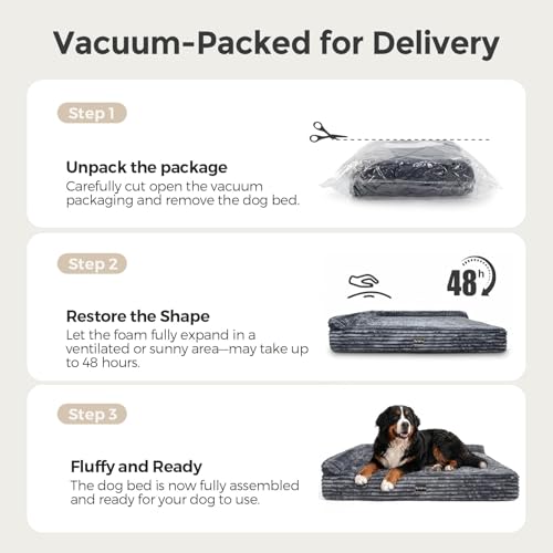 Orthopedic Dog Bed for Large Dogs (Corduroy Cover Grey / XX-Large)