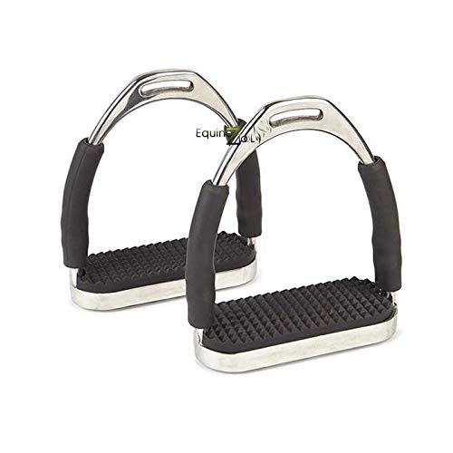 2PC Flex Stainless Steel English Saddle Stirrups with High Strength Iron Stirrups&Anti (4 3/4 Inch)