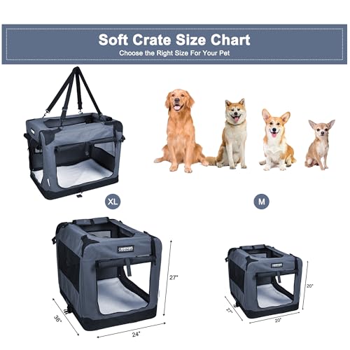 3 Door Soft Dog Crates Kennel (2-Grey)