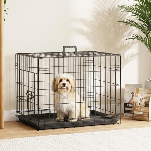 Dog Crate for Small Dogs 24 Inch Folding Kennel Metal Pet Cage Black (Black / 24.0"L x 16.0"W x 18.0"H)
