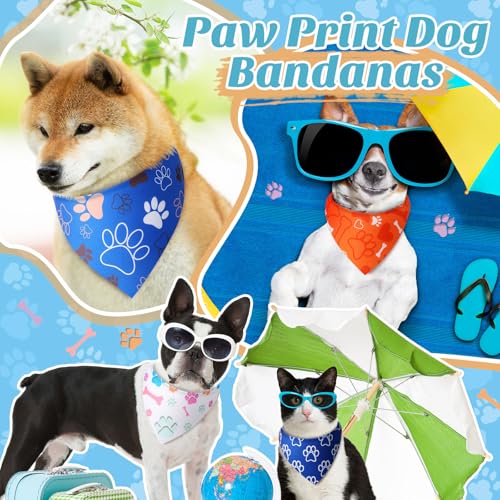 50 Pcs Paw Dog Bandanas Bulk (Paw Pattern / 31.5 x 21.7 x 21.7 Inch)