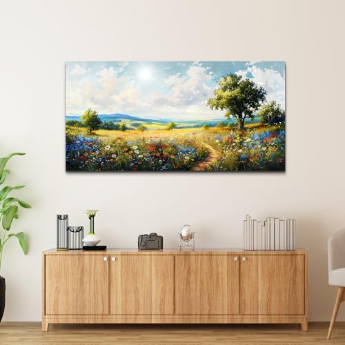 Nature Field Scenery Abstract Painting Large Wall Art For Living Room Bedroom Wall Decor Pictures Artworks Modern Wall Decorations For Office Canvas Prints Home Art Decor 24"X 48" (48"L x 24"W / Field Scenery Wall Painting)