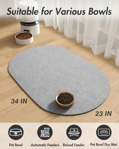 Absorbent Dog Food Mat (Lightgrey / 23"x34")