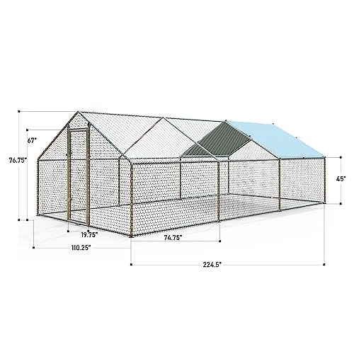 1.26’’ Large Metal Chicken Coop Walk in (9.8’Lx19.7’Wx6.4’H)