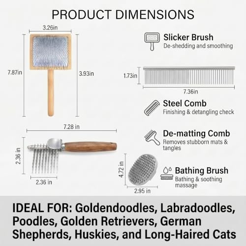 Slicker Brush for Dogs (Wood)
