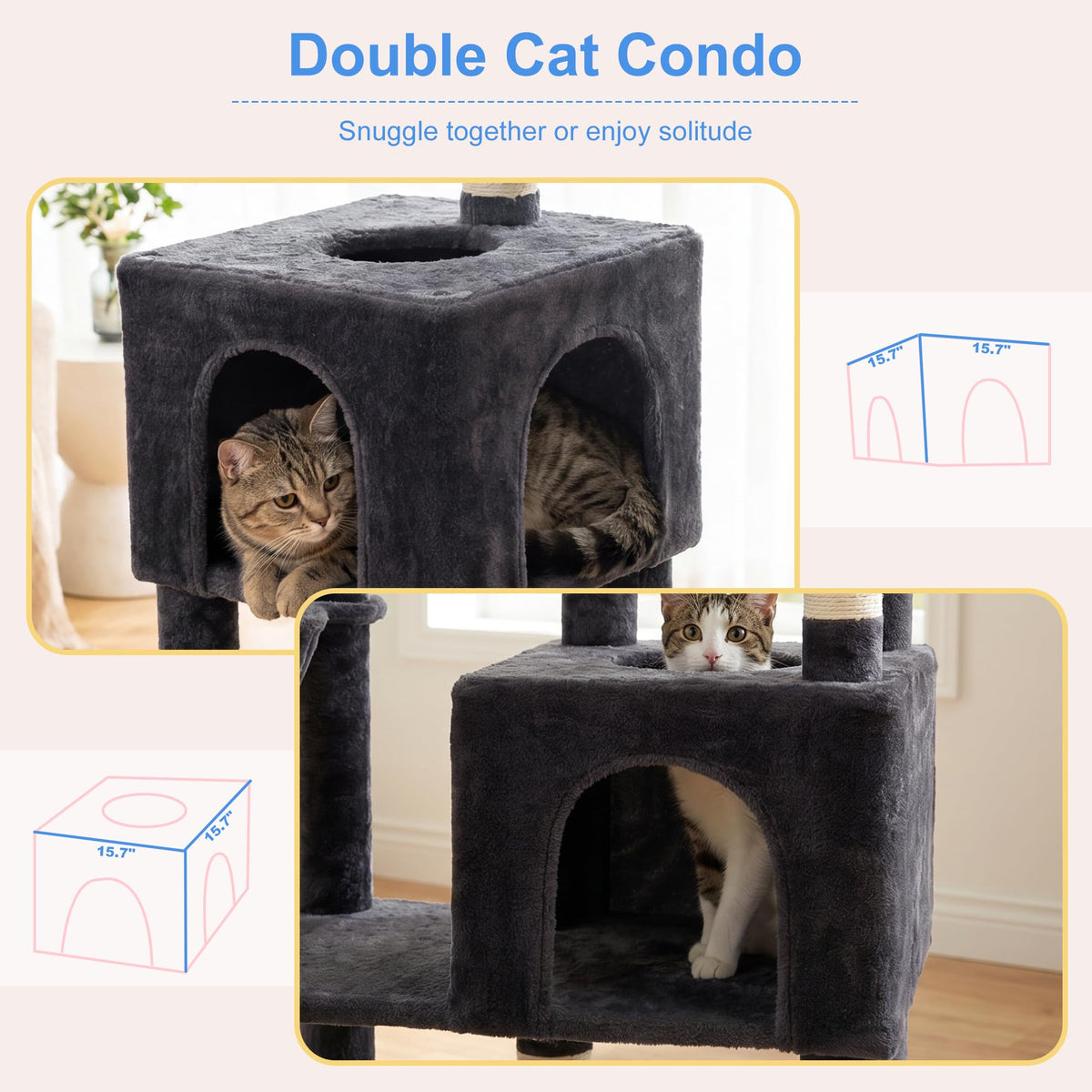 68.1" Cat Tree with Oversized Top Platform & Wide Base HCT059G (Smoky Gray / 68.1 inch)