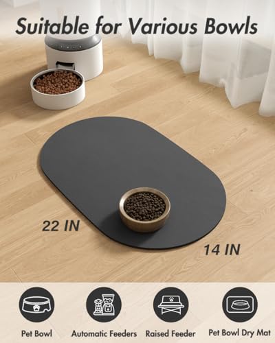 Absorbent Dog Food Mat (Darkgrey / 14"x22")