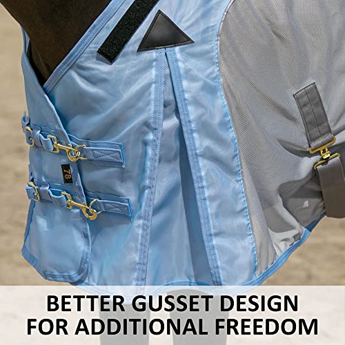 Adjusta Fit Mosquito Mesh Hybrid II Horse Fly Sheets (Horse Size 68 / VTEK Bellyband / Blue)