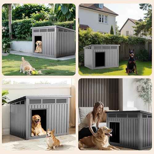 Dog House for Both Indoor and Outdoor with Weatherproof Roof Removable Floors for Medium to Large Dogs Interior Space (gray / 32.2*25.12*24.13)