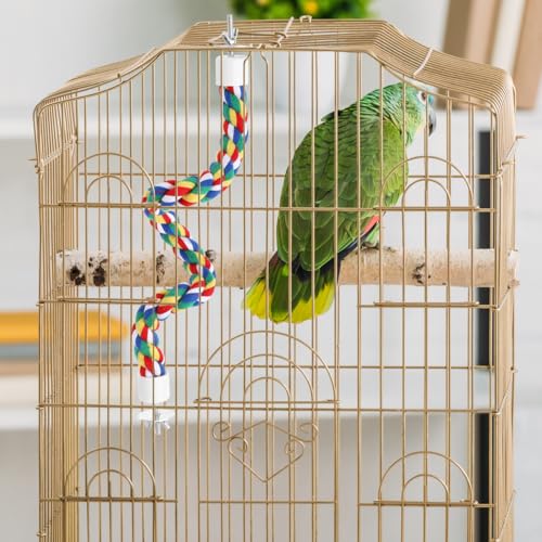 Parrot Rope Climbing Toy 18.5 Inch Cotton Rope Perch for Birds Cage Exercise and Chewing Toy for Parrots Cockatiels (40cm)