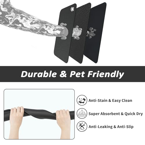 Dog Food Mat Absorbent Cat Mat for Food and Water (Paw Black / 24"L x 16"W)