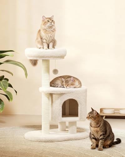 Cat Tree 34.3 Inches Cat Tower with Scratching Post (Beige)