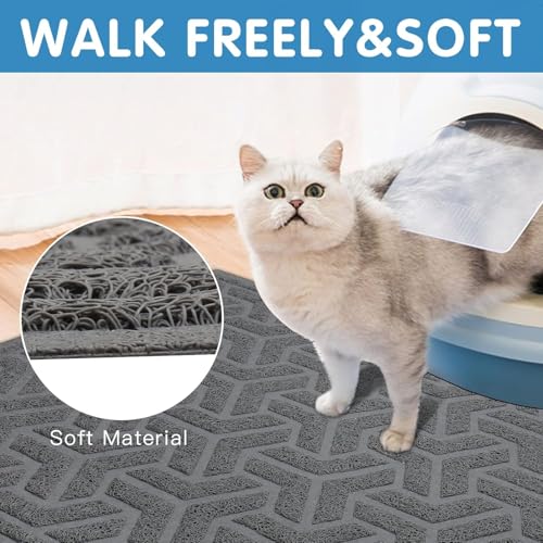 Waterproof Cat Litter Mat Large 35" x 47" Soft on Kitty Paws (G-Gray)