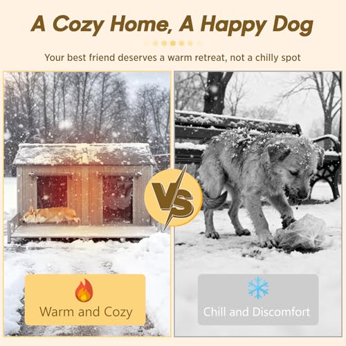 55.5" L Extra Large Dog House Outdoor (Grey / 55.5"D x 47.6"W x 37.4"H)