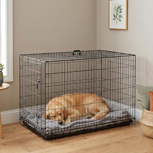 Dog Crate for Large Dogs 48 Inch Folding Kennel Metal Pet Cage Black (Black / 48.0"L x 29.0"W x 31.0"H)