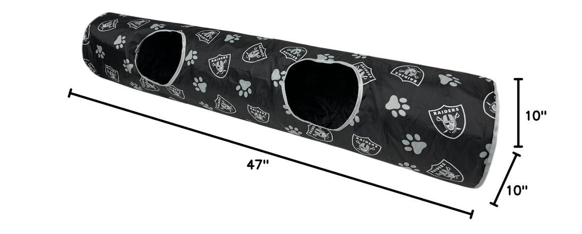 NFL Las Vegas Raiders Cat Tunnel Tube Toy with Plush Football Catnip and Feathers Collapsible Tunnel for Cats to Play (Las Vegas Raiders)